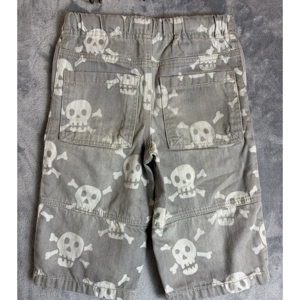 Mini Boden Skull Shorts Boys Size 7 Youth White Gray Inseam 11